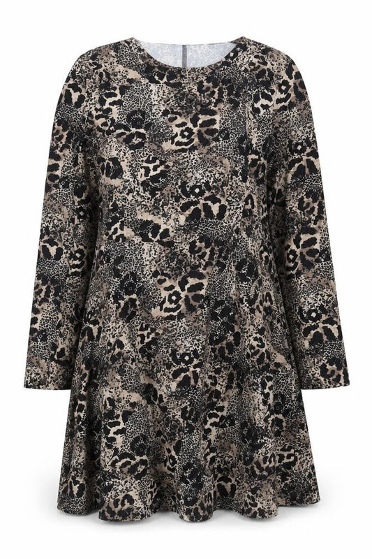 New Look Women Beige Leopard Print A-Line Dress Size 14