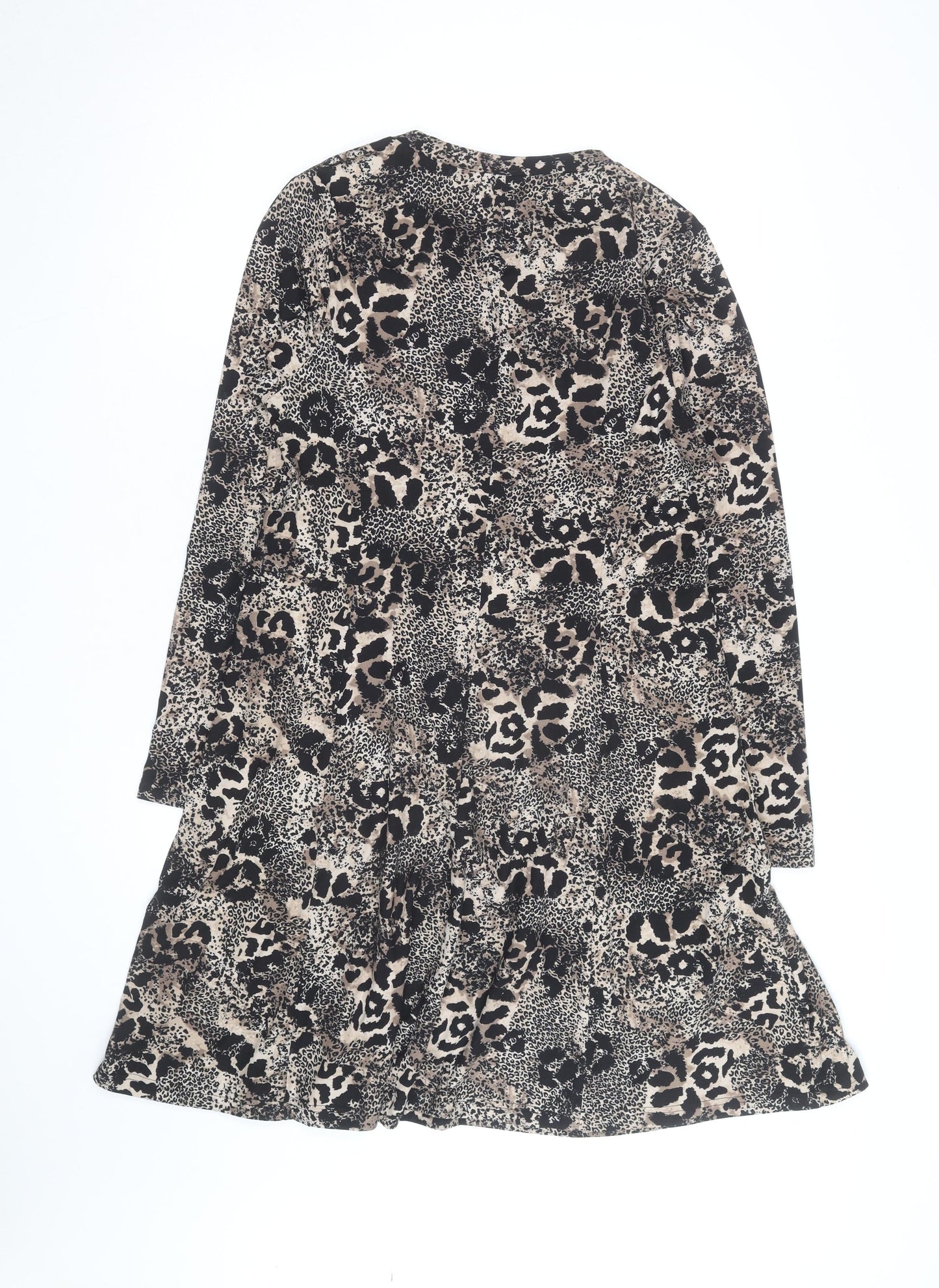 New Look Women Beige Leopard Print A-Line Dress Size 14