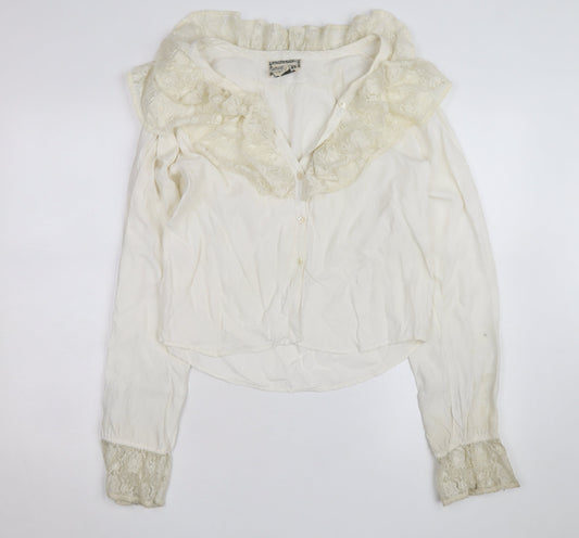 April Cornell Women’s Ivory Lace Ruffle Tunic Blouse Size M