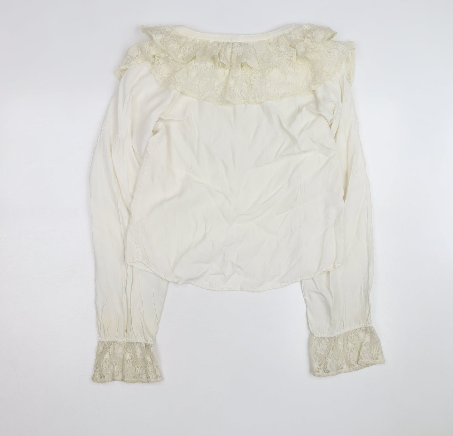 April Cornell Women’s Ivory Lace Ruffle Tunic Blouse Size M