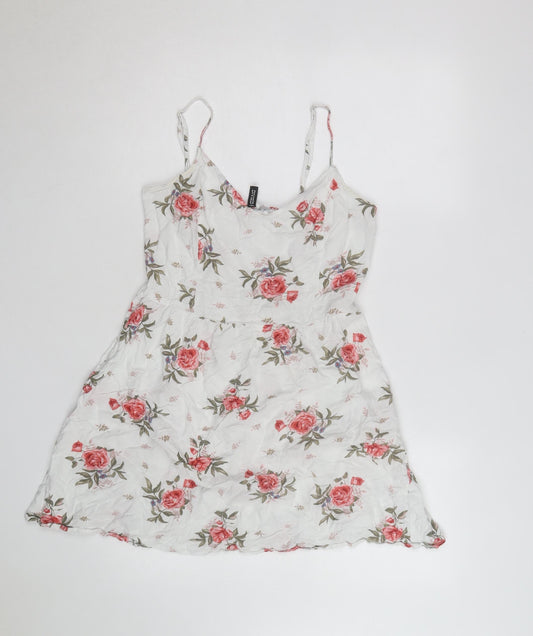 H&M Divided White Floral Slip Dress Women’s Size 12 Summer Casual