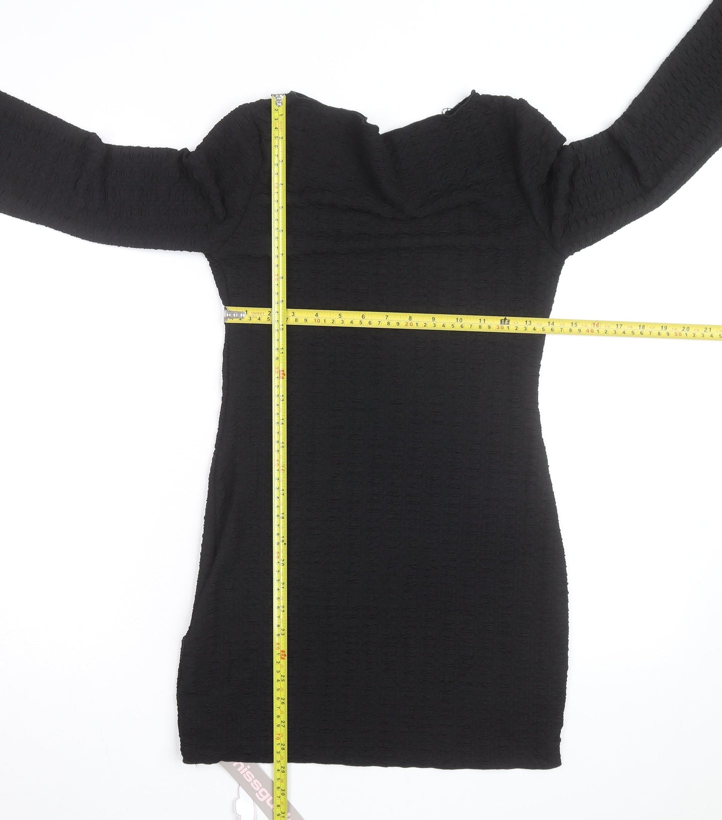 Missguided Women’s Black Long Sleeve Bodycon Short Dress Size M