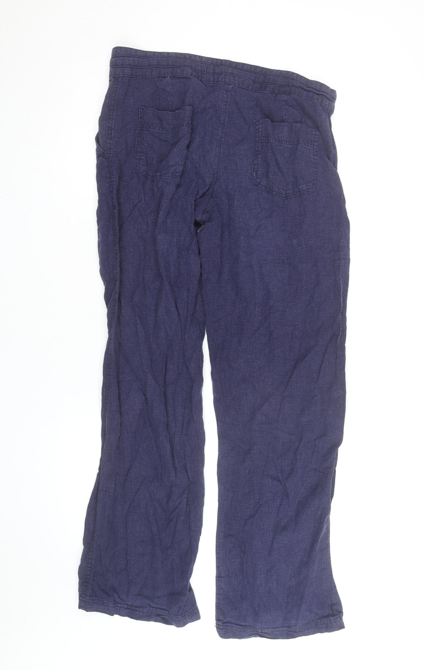 Next Women’s Blue Linen Straight Leg Trousers Size 10L