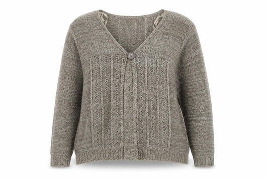 Ethel Austin Women’s Beige V-Neck Knit Cardigan Medium