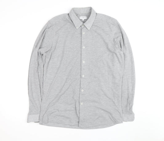 Taylor & Wright Men's Grey Slim Fit Long Sleeve Button-Up Shirt Size L