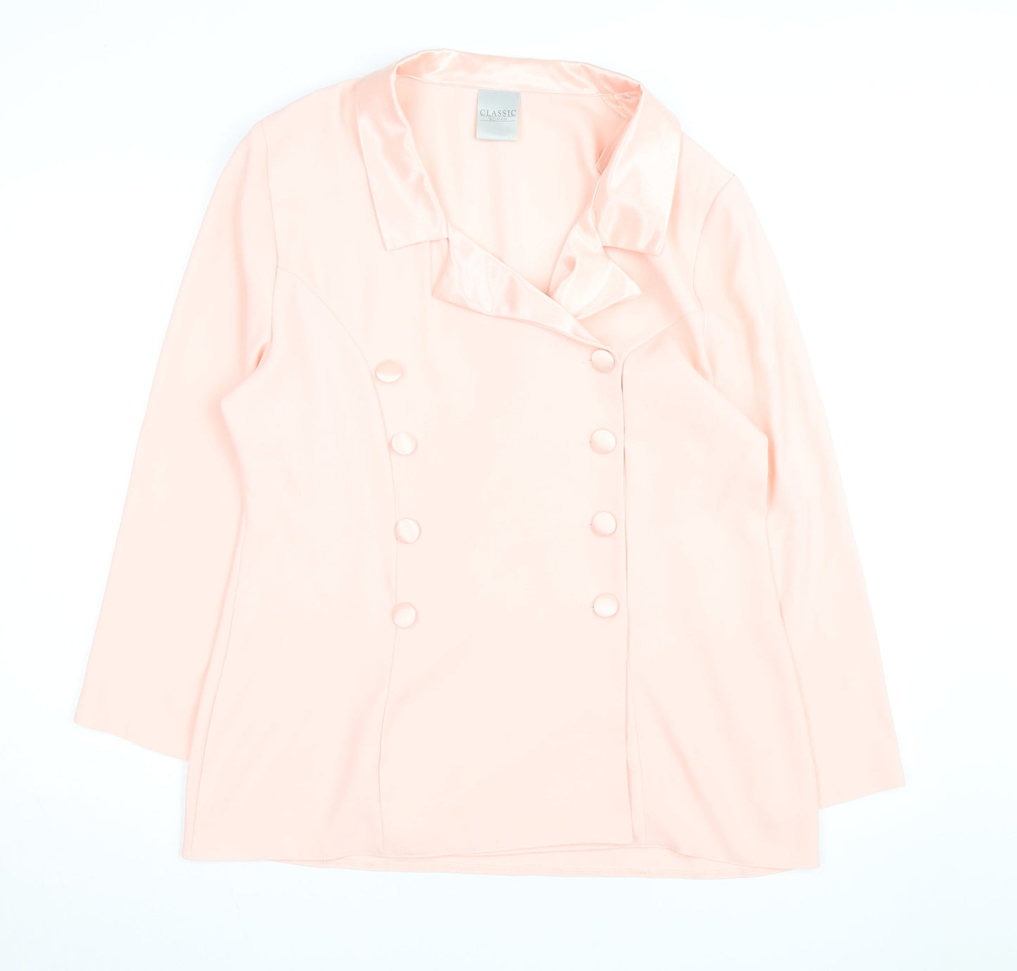 Classic Woman Pink Polyester Blazer Jacket UK 16 Womens