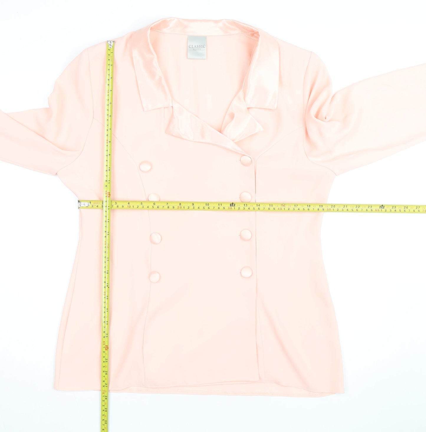 Classic Woman Pink Polyester Blazer Jacket UK 16 Womens