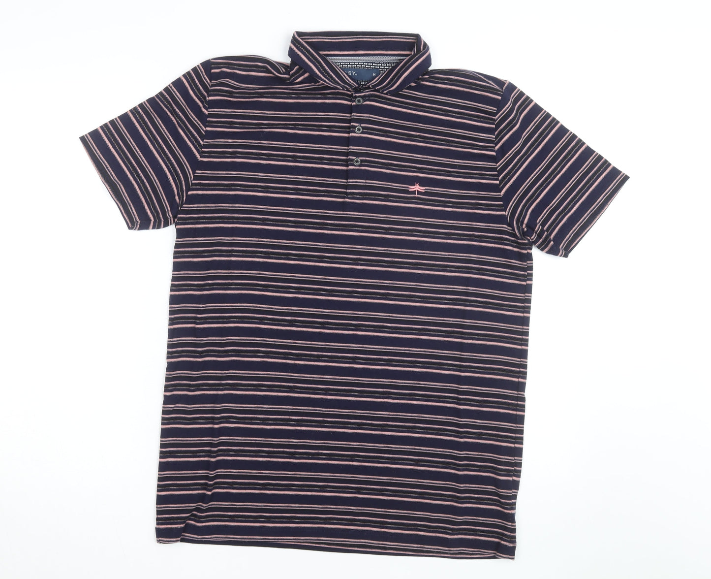 Easy Men’s Blue Striped Collared Short Sleeve Polo Shirt Size M
