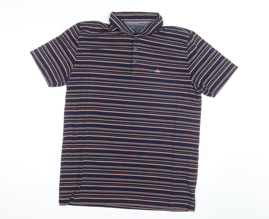 Easy Men’s Blue Striped Collared Short Sleeve Polo Shirt Size M