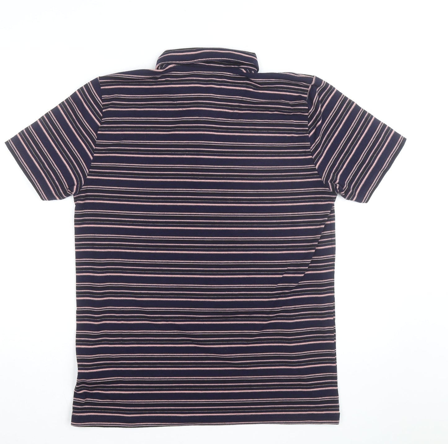 Easy Men’s Blue Striped Collared Short Sleeve Polo Shirt Size M