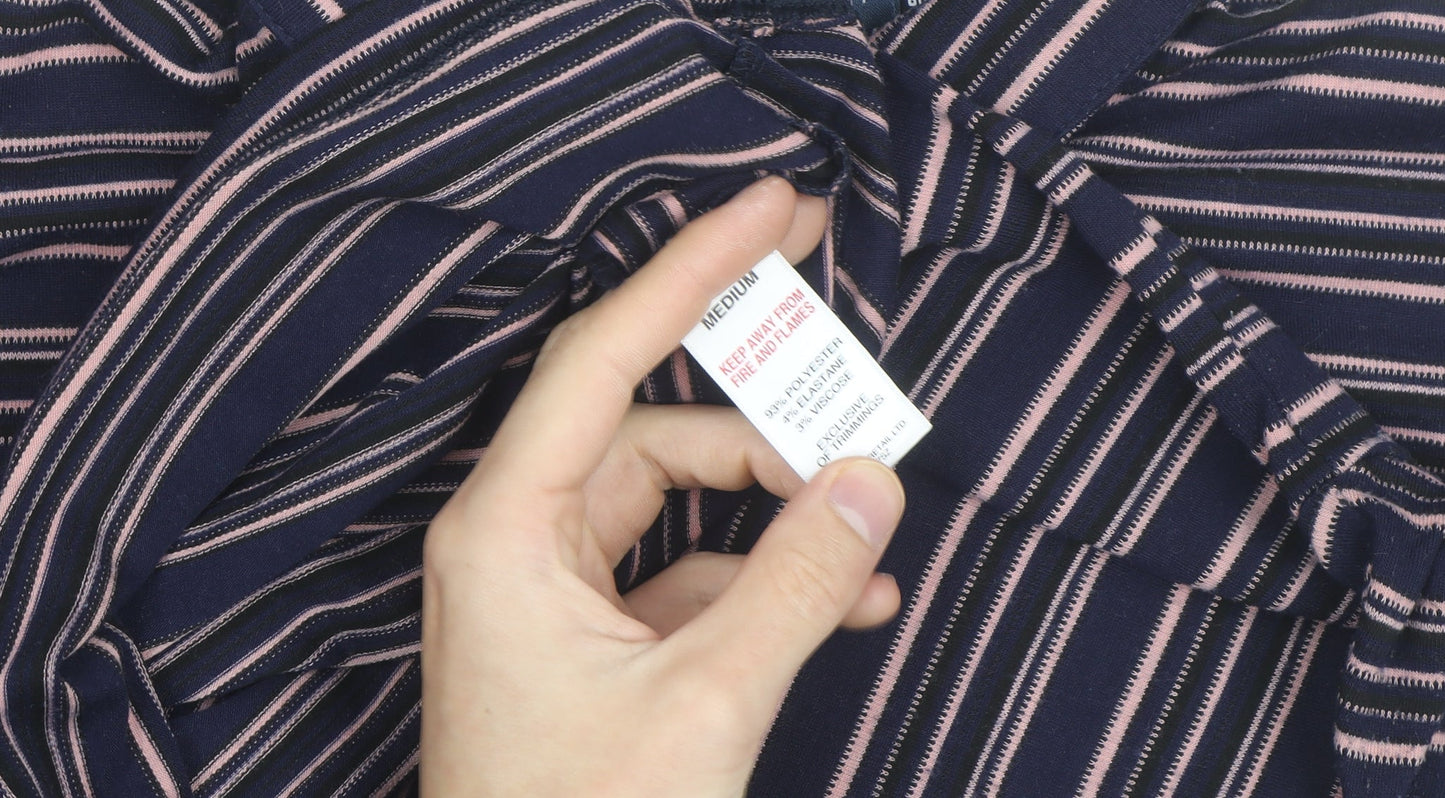 Easy Men’s Blue Striped Collared Short Sleeve Polo Shirt Size M