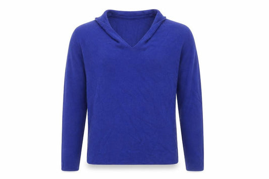 Hobbs Women's Blue V-Neck Wool Silk Cashmere Jumper Size S