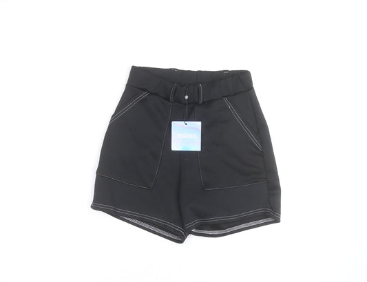 Missguided Women's Black Paperbag Belted Shorts Size 8