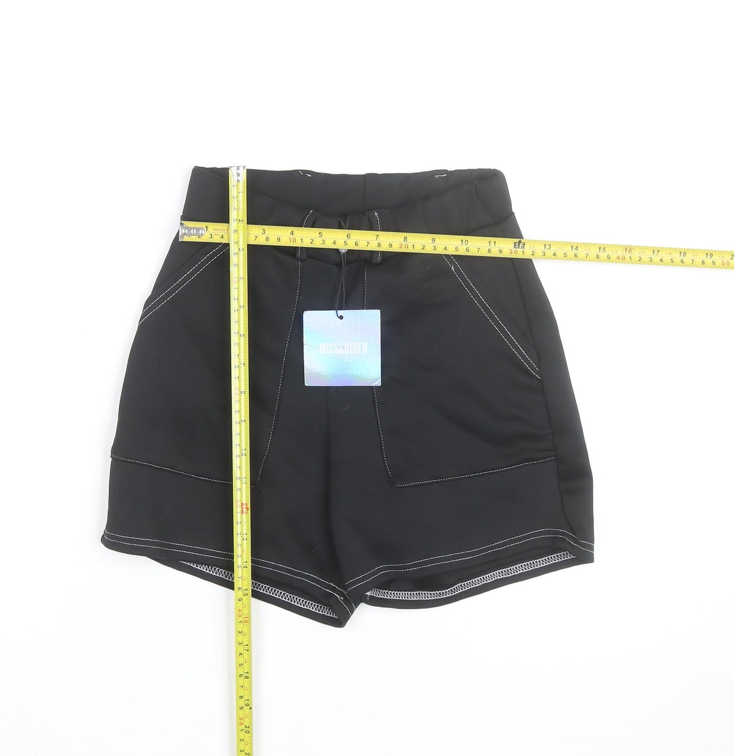 Missguided Women's Black Paperbag Belted Shorts Size 8