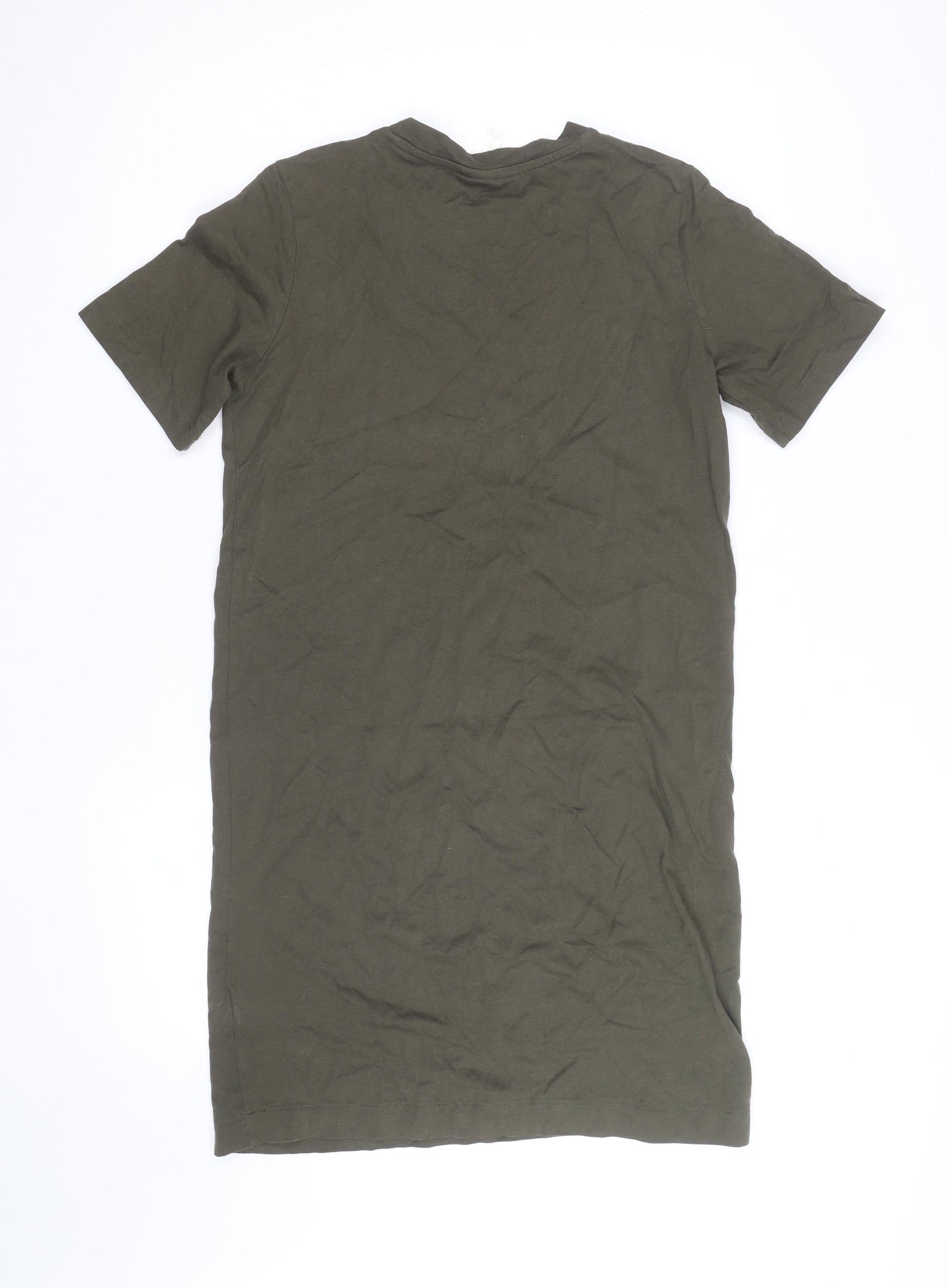 H&M Women Green T-Shirt Dress Size 10 Cotton Elastane Casual