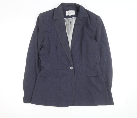 Next Women Blue Wool Blend Blazer Jacket Size 12 Workwear