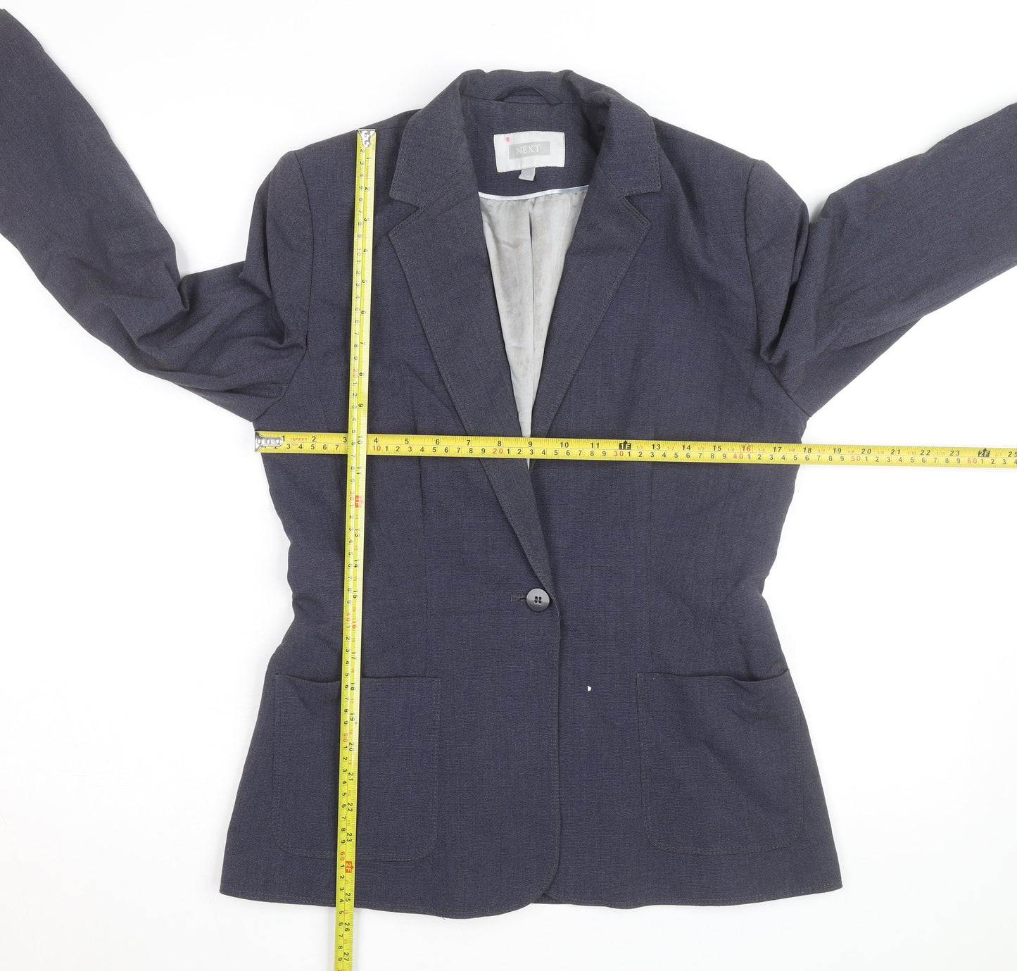 Next Women Blue Wool Blend Blazer Jacket Size 12 Workwear