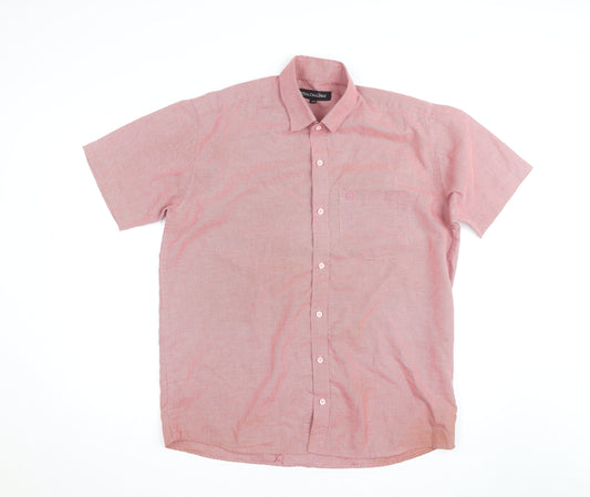 Royal Challenge Men's Red Check Short Sleeve Cotton Button-Up Shirt Size 42