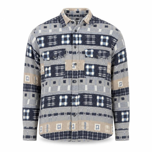 Marks & Spencer Men's Beige Check Flannel Cotton Long Sleeve Shirt S
