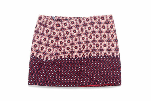Topshop Women’s Red Floral Tweed Mini Skirt Size 8 Retro Style