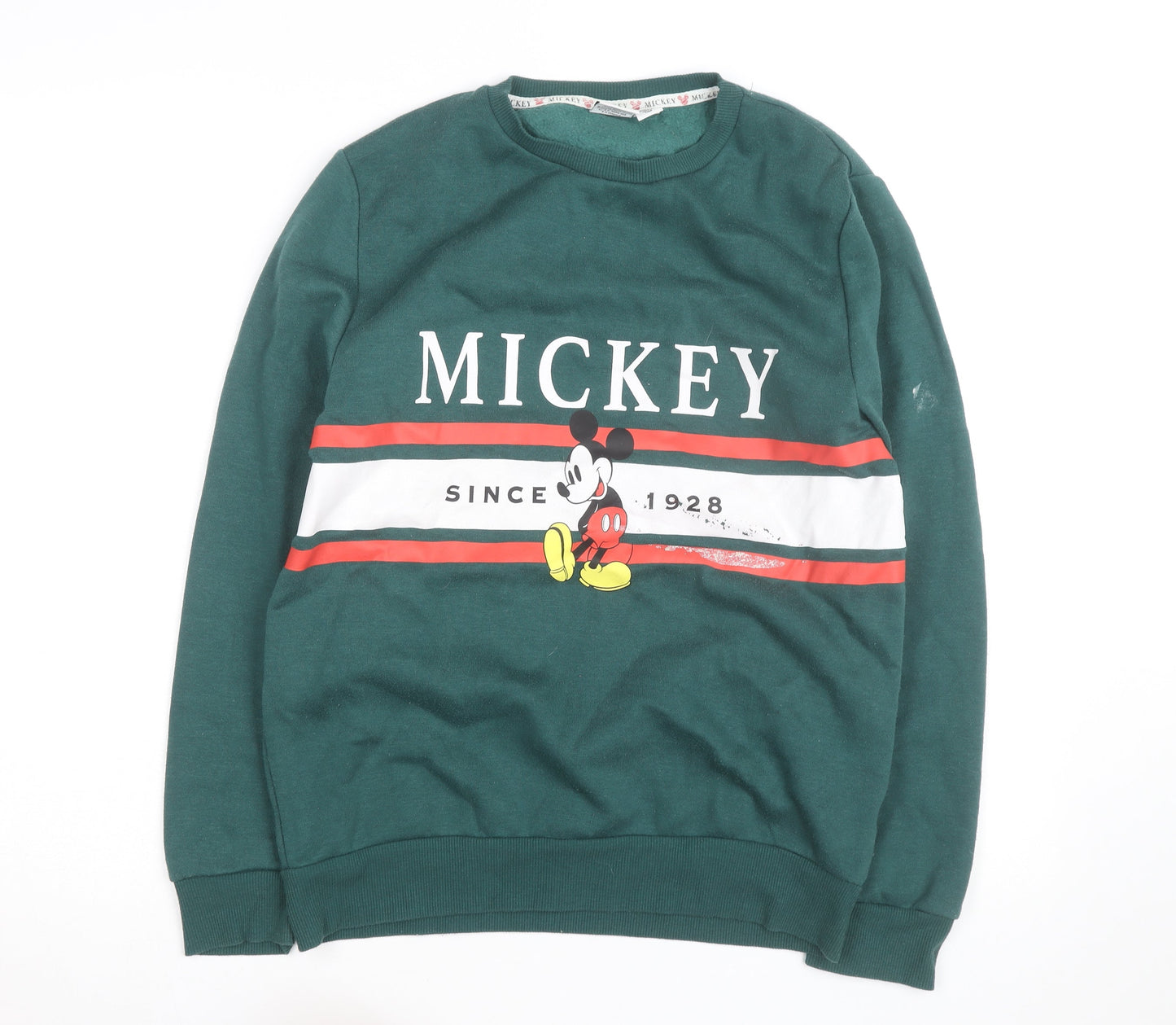 Disney Men's Green Mickey Mouse Graphic Pullover Sweatshirt Size S