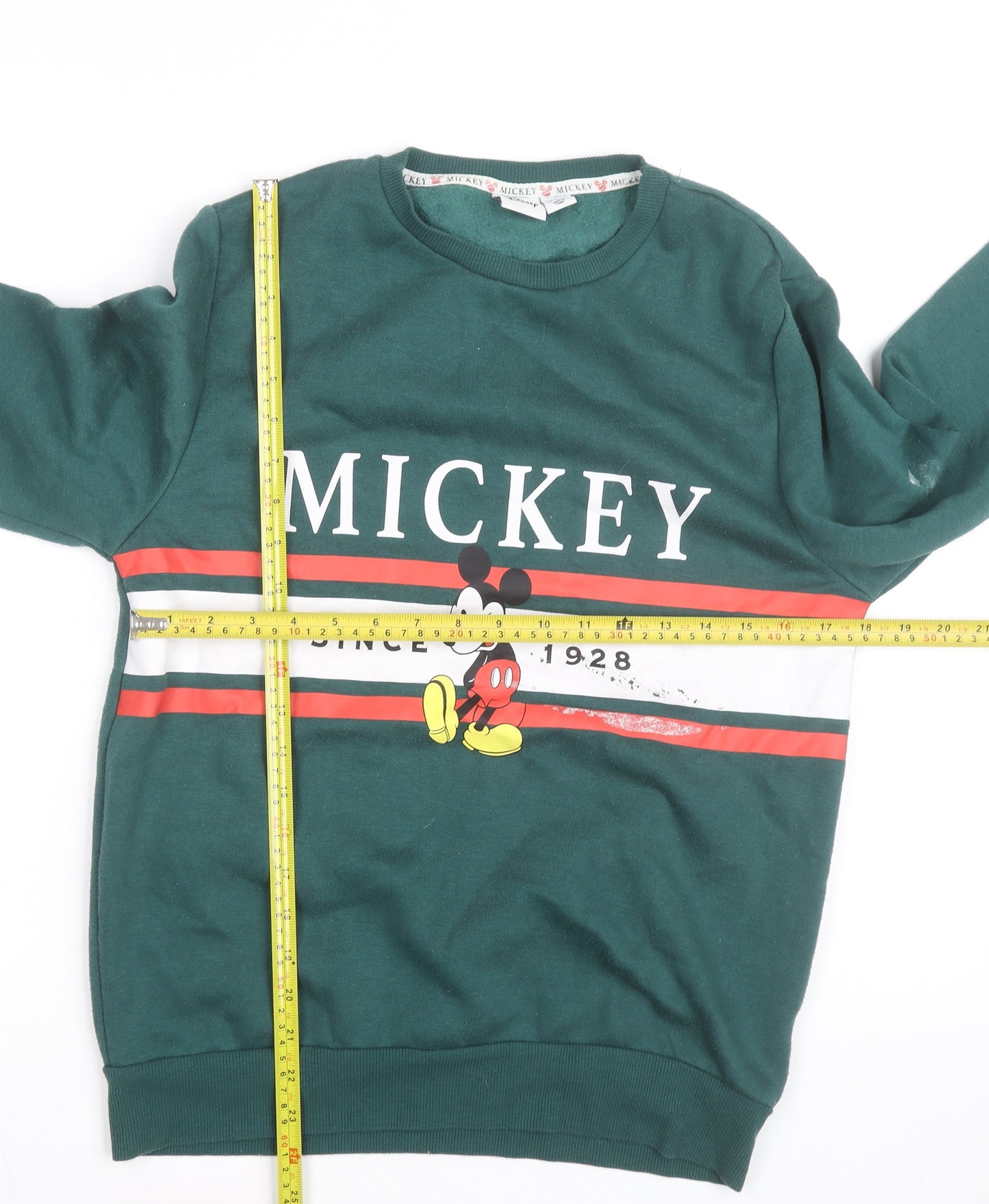 Disney Men's Green Mickey Mouse Graphic Pullover Sweatshirt Size S