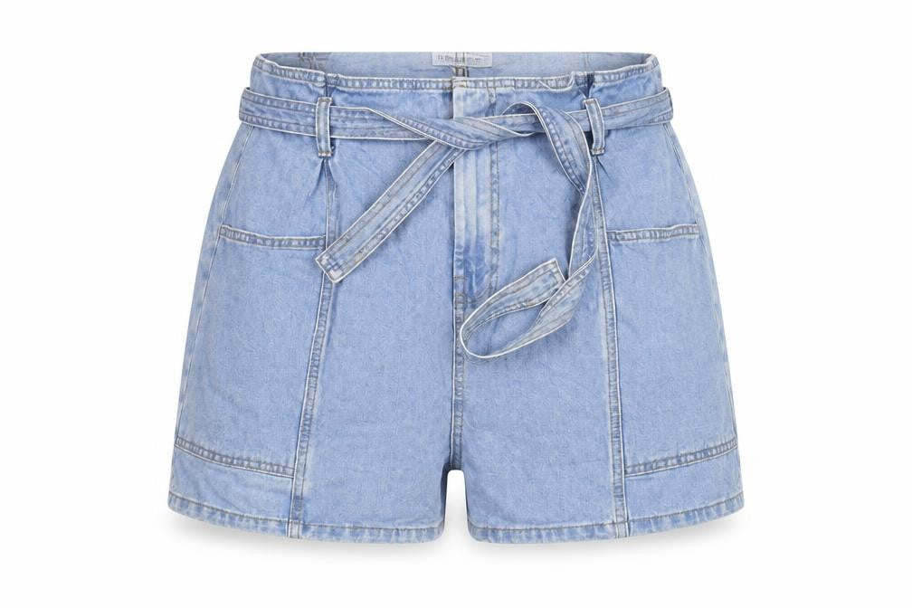 Front view of Denim Co. Men's Blue Belted Chino Denim Shorts, size M