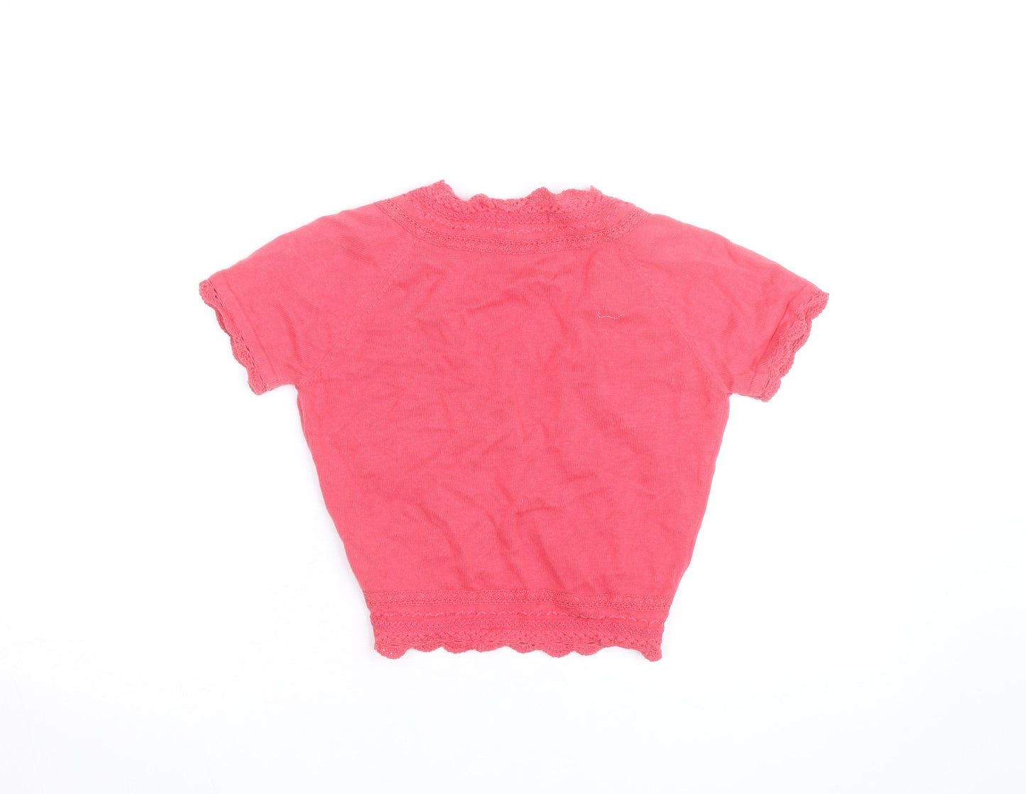 Rocha.John Rocha Women’s Pink Cropped Crochet V-Neck Blouse Size S