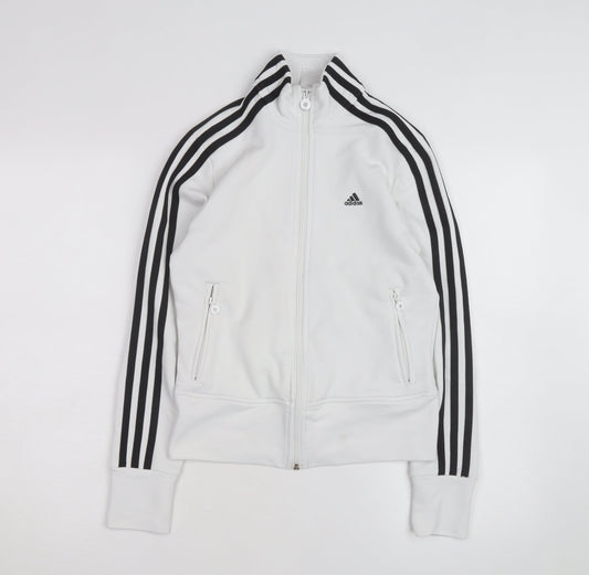 adidas Women's White Track Jacket Size 10 Full Zip Sports Top