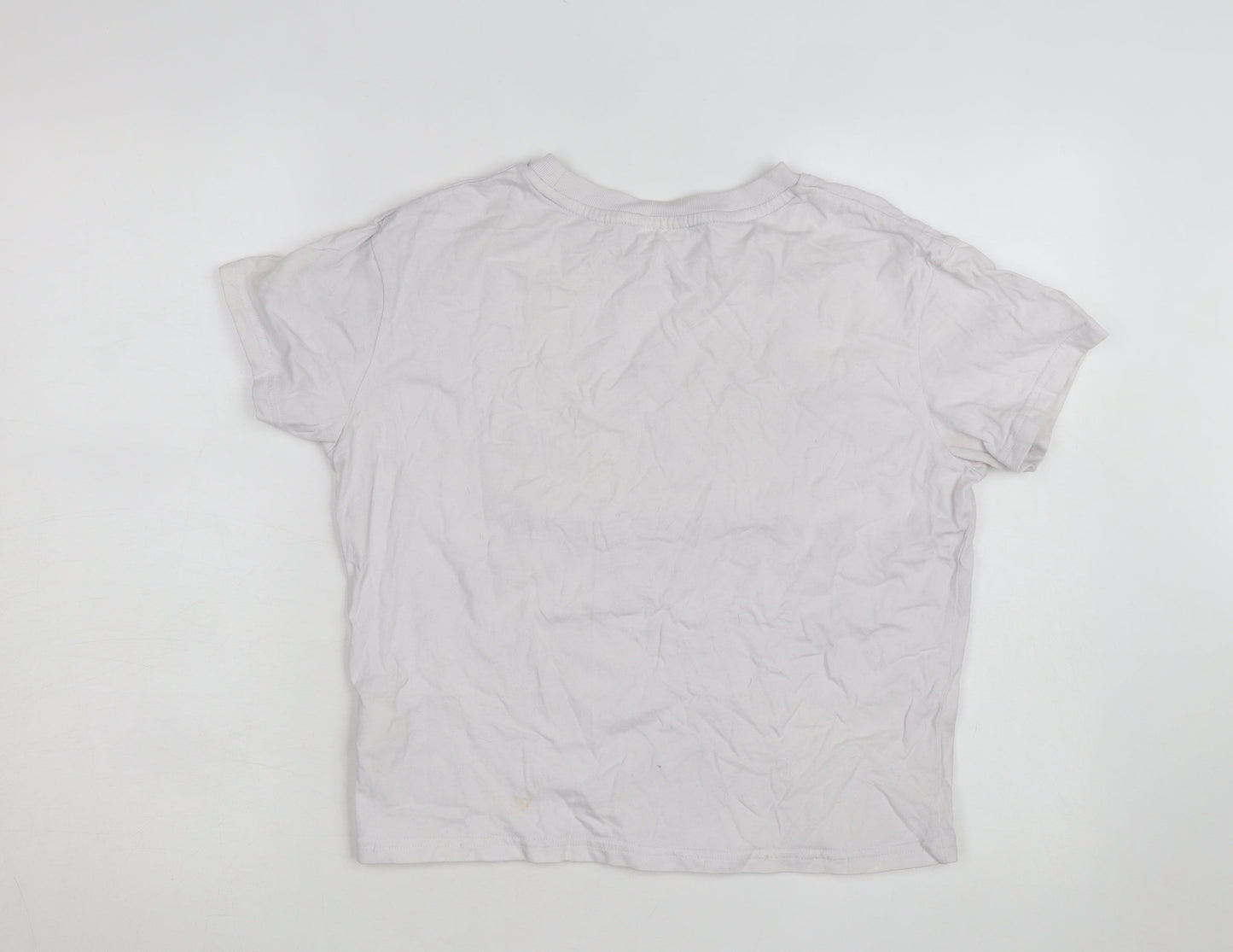 Superdry Women's White Cotton T-Shirt Size 10 Short Sleeve Logo Top