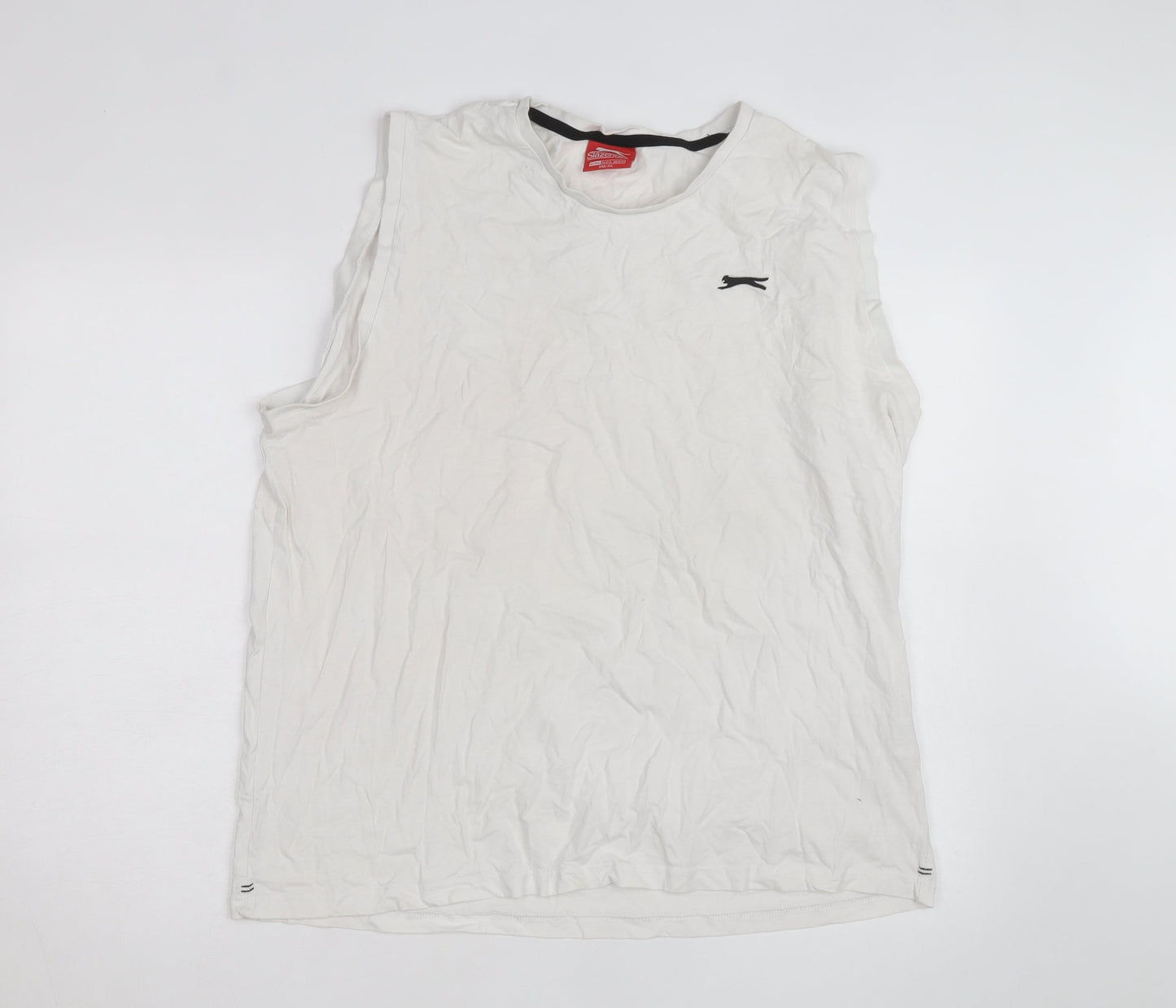 Slazenger Men's White Sleeveless Crew Neck 2XL Cotton T-Shirt