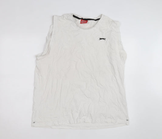 Slazenger Men's White Sleeveless Crew Neck 2XL Cotton T-Shirt