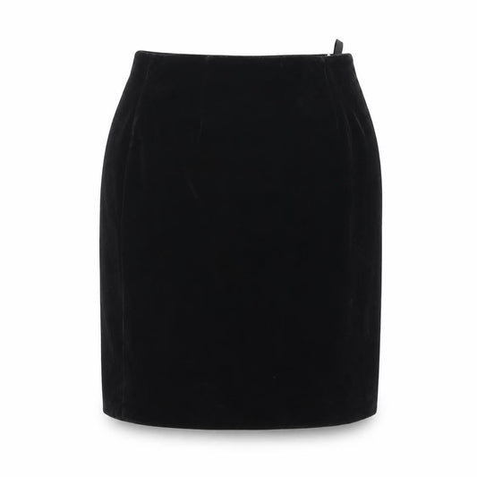 St Michael Women’s Black Velvet Pencil Skirt Size 12 Knee Length Vintage