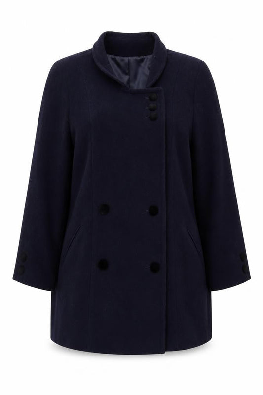 Living Women's Blue Wool Overcoat Size 20 Lined Button Classic Style