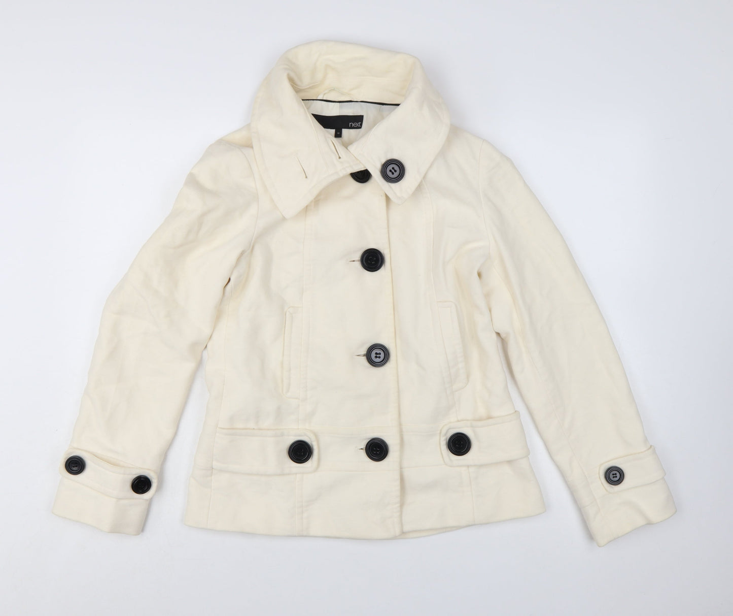 Next Women’s Ivory Cotton Pea Coat Jacket Size 10