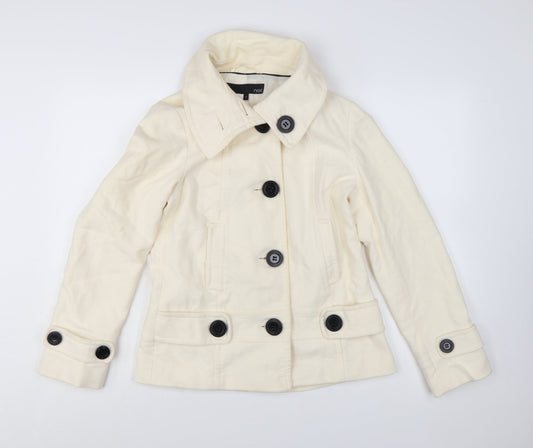 Next Women’s Ivory Cotton Pea Coat Jacket Size 10