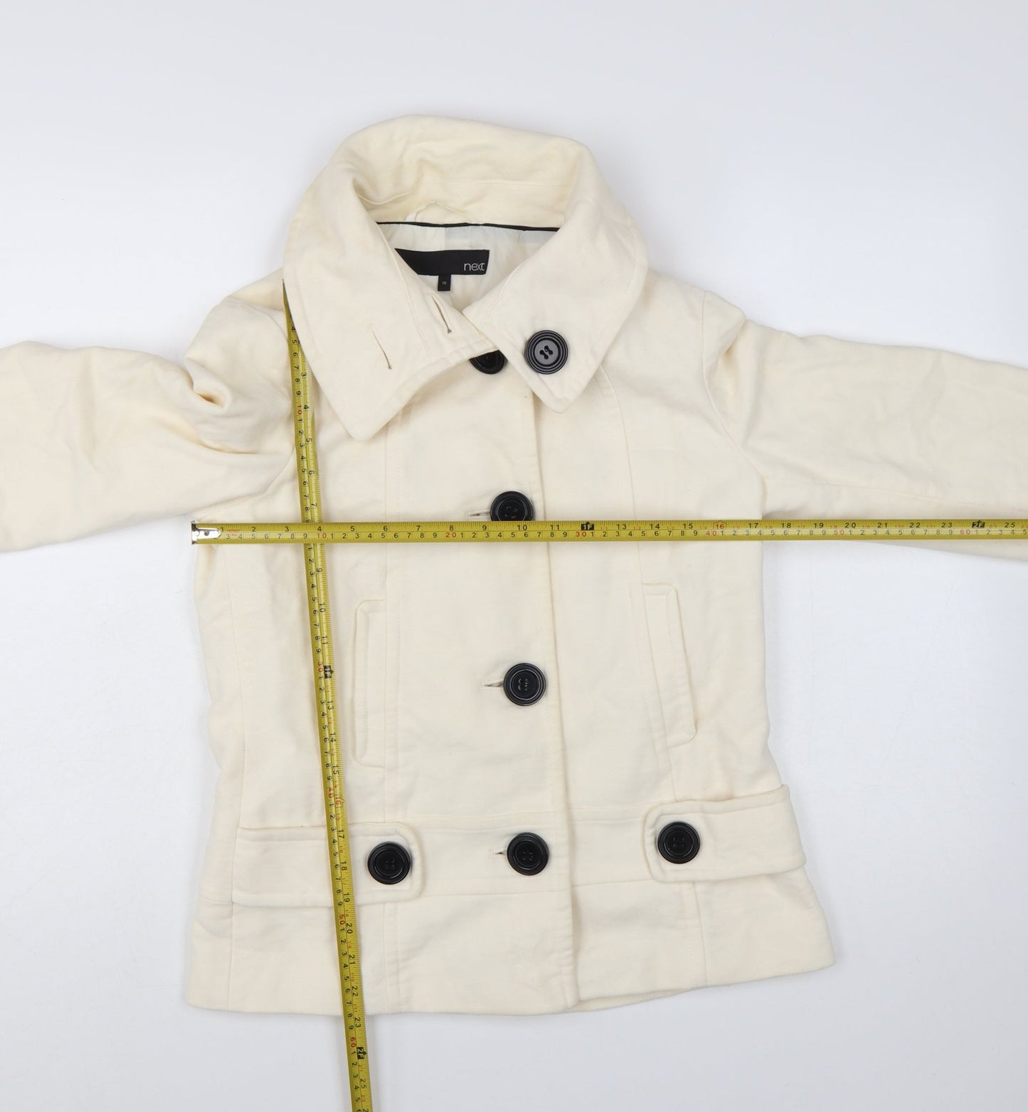 Next Women’s Ivory Cotton Pea Coat Jacket Size 10
