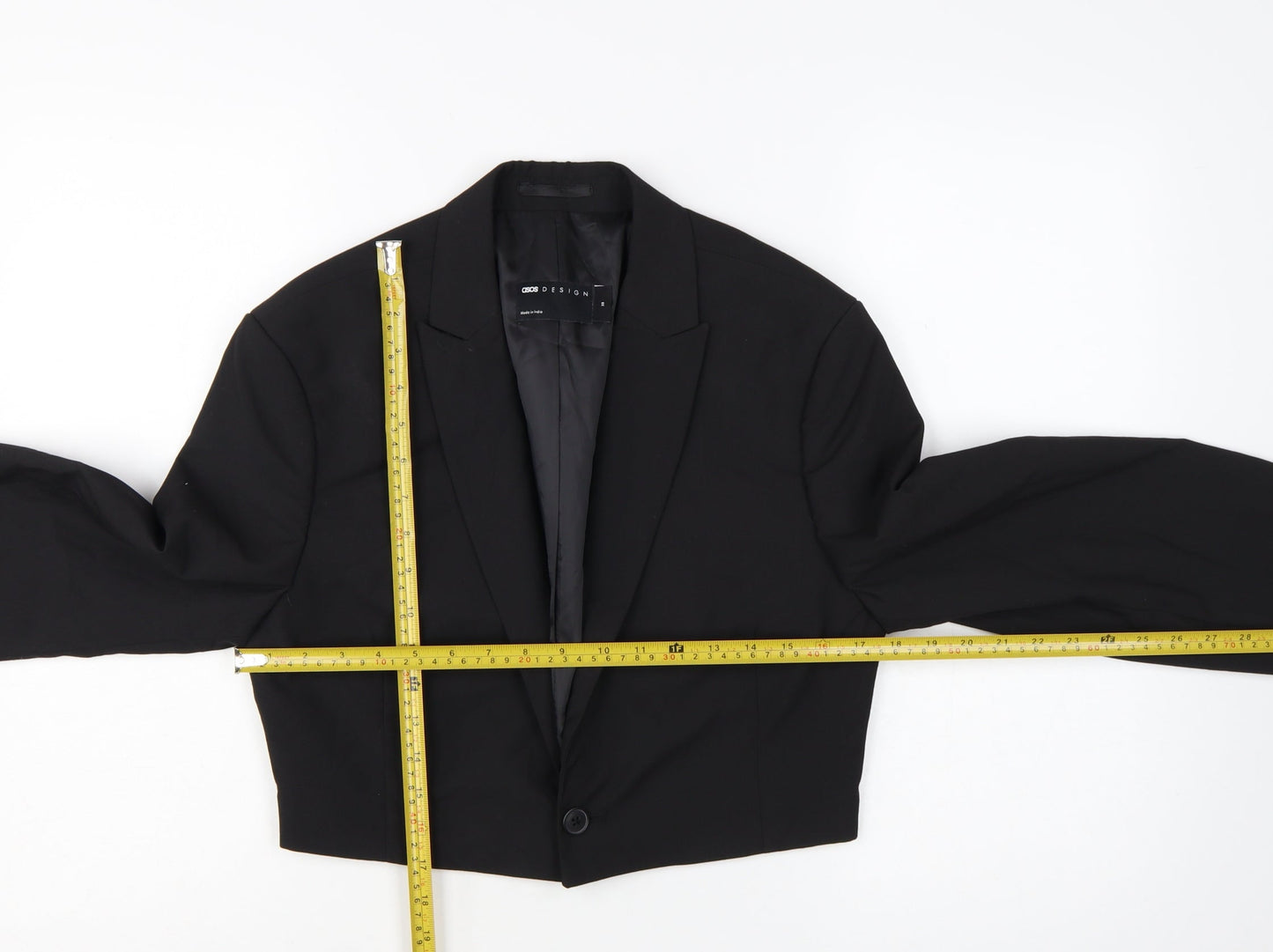 ASOS DESIGN Women's Black XS Cropped Tuxedo Suit Jacket