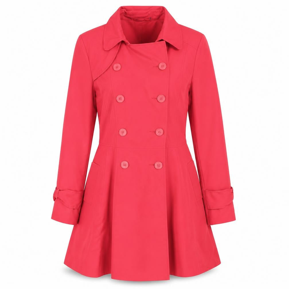Front view of Atmosphere Women’s Red Belted Trench Coat, size UK 10, Polyester
