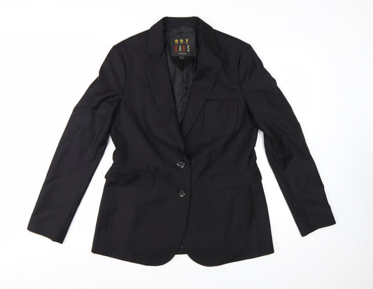 DAKS London Women's Black Wool Blazer UK 12 Single-Breasted Jacket