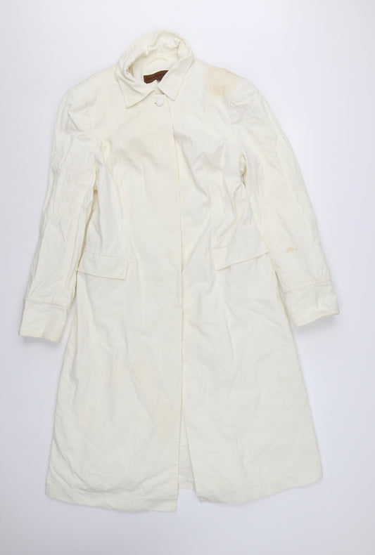 Fenn Wright Manson Women's Ivory Long Cotton Trench Coat UK 14