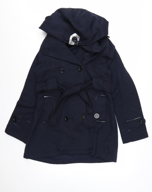 Urban Diva Women’s Blue Trench Coat Hooded Belted L