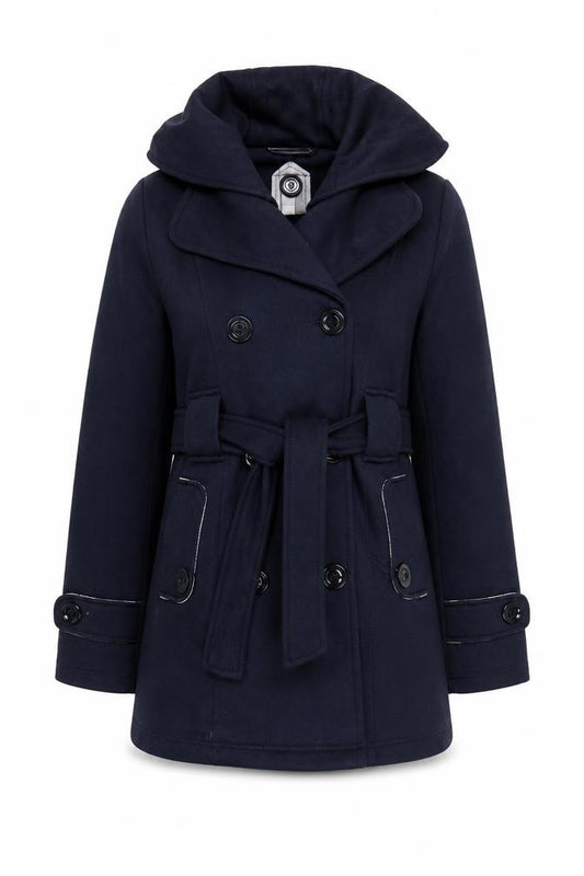 Urban Diva Women’s Blue Trench Coat Hooded Belted L