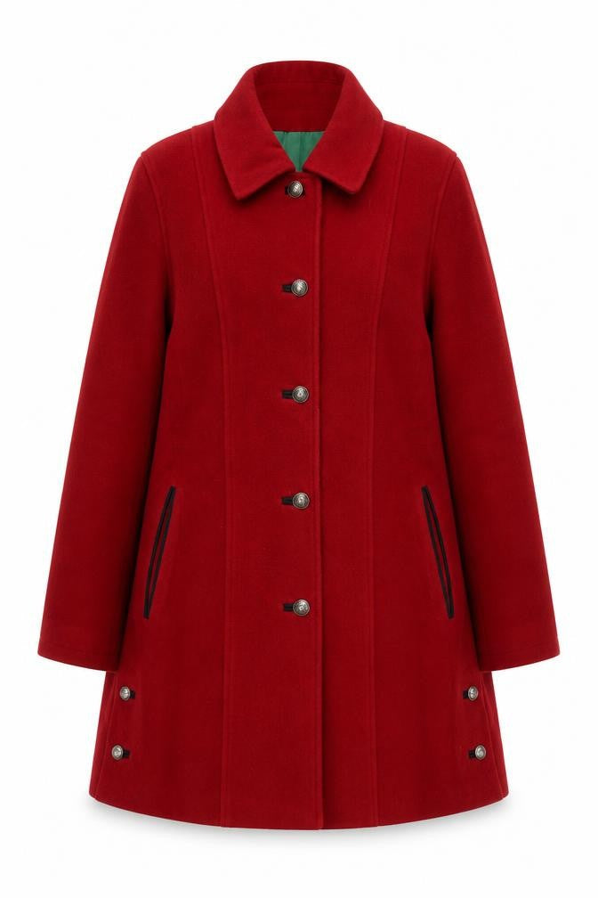 Rowland's Women's Red Wool Cashmere Blend Mid-Length Coat Size 18