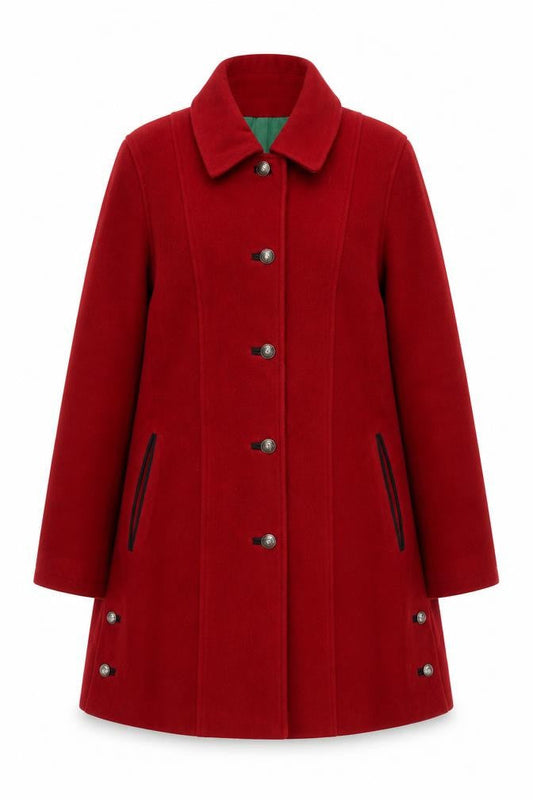 Rowland's Women's Red Wool Cashmere Blend Mid-Length Coat Size 18