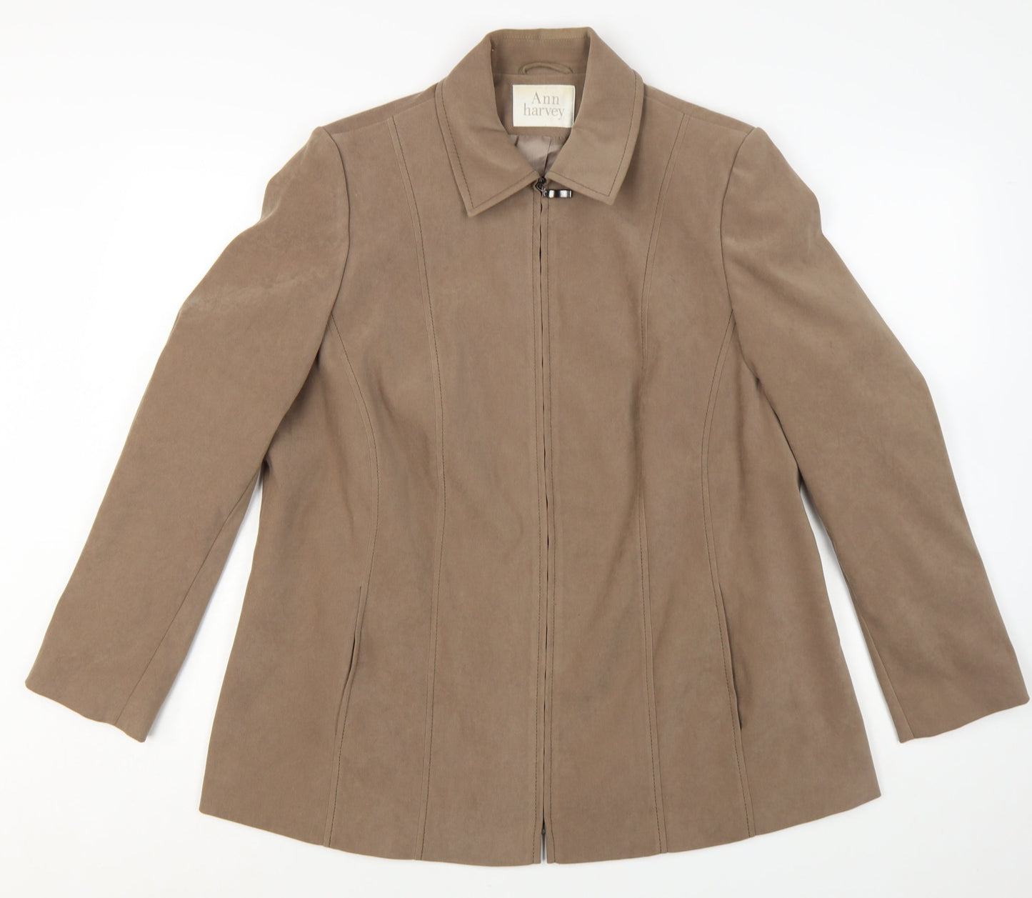 Ann Harvey Women's Beige Suede Look Zip Jacket UK 16