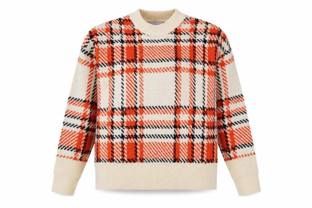 Front view of Red Herring Women's Beige Check Wool Blend jumper, size 10