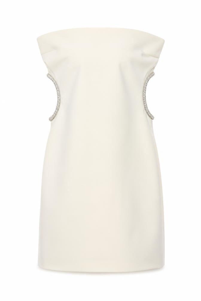 Zara Women Ivory Strapless Rhinestone Bodycon Short Dress Size 12