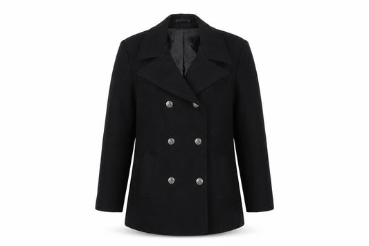 Young Tanya Girls Black Wool Blend Double-Breasted Pea Coat Age 12