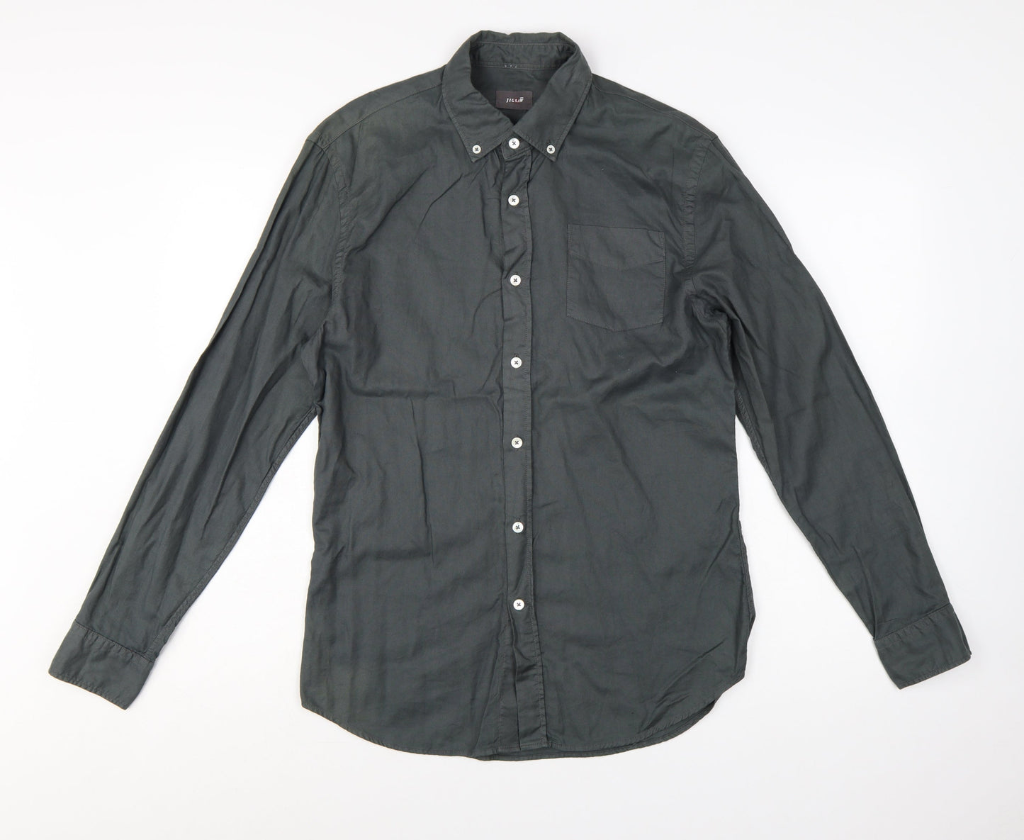 Jigsaw Men's Grey Button-Down Cotton Long Sleeve Shirt Size M